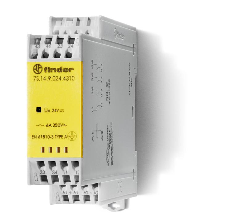 реле безопасности модульное электромеханич. (реле с принудительным управлением контактами) 3no+1nc 6а agsno2 24в dc безвинт. клеммы 22.5мм ip54 версия для жд-транспорта finder 7s1490244310t от BTSprom.by
