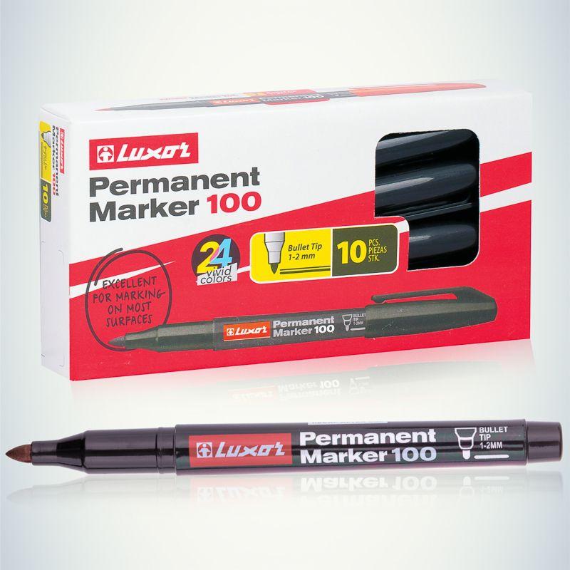  Маркер перманентный "100" 1-2мм пулевидный черн. Luxor 08-9001 фото в каталоге от BTSprom.by