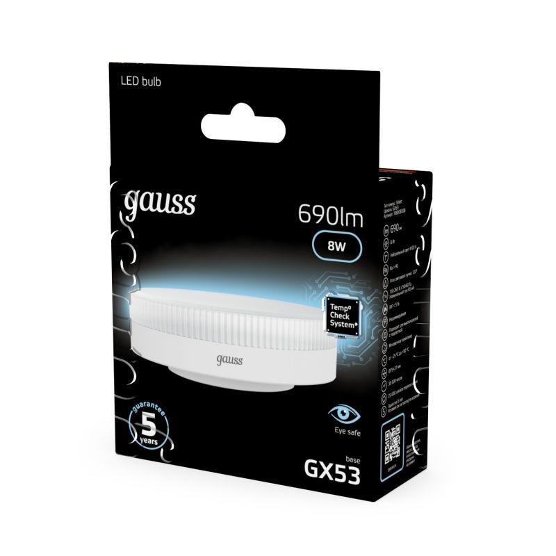 Лампа светодиодная Black 8Вт таблетка 4100К нейтр. бел. GX53 690лм GAUSS 108008208 фото в каталоге от BTSprom.by