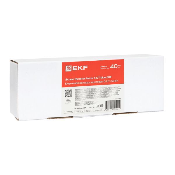  Колодка клеммная винтовая 6 UT син. EKF scr-ut-6-b фото в каталоге от BTSprom.by