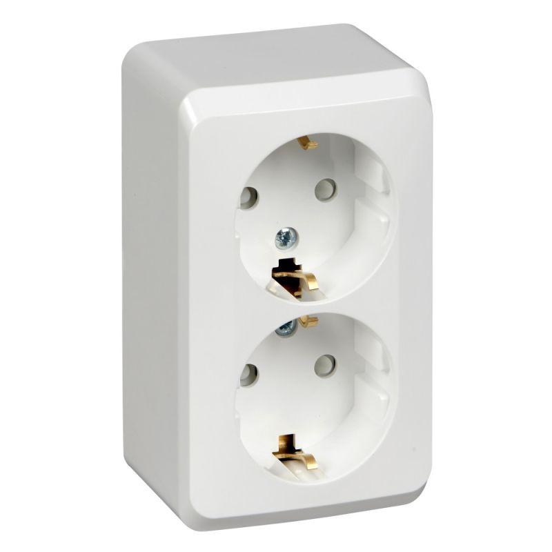 розетка 2-м оп этюд 16а ip20 250в с заземл. защ. шторки бел. se pa16-008b от BTSprom.by