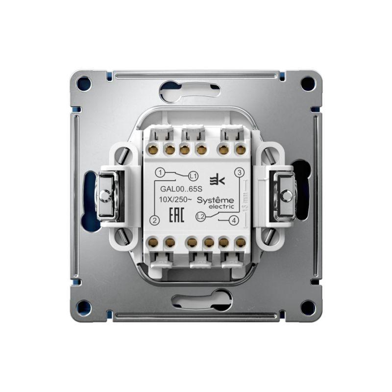  Переключатель 2-кл. ArtGallery 10AX быстрозажим. клем. механизм аквамарин SE GAL001165S фото в каталоге от BTSprom.by