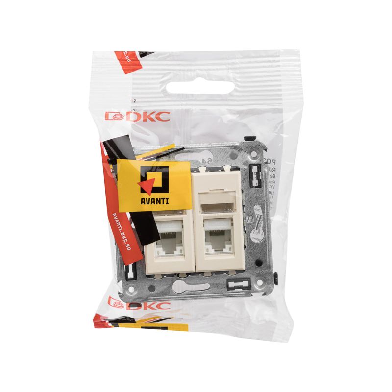  Розетка компьютерная 2-м СП Avanti "Ванильная дымка" RJ45 кат.5E DKC 4405464 фото в каталоге от BTSprom.by