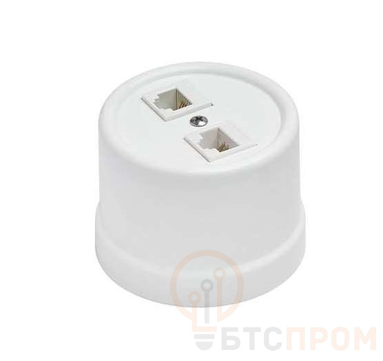 Розетка компьютерная 2-м ОП Лизетта RJ45 10А IP20 ретро кат.5E керамика бел. Bironi B1-302-01 фото в каталоге от BTSprom.by  Розетка компьютерная 2-м ОП Лизетта RJ45 10А IP20 ретро кат.5E керамика бел. Bironi B1-302-01 фото в каталоге от BTSprom.by