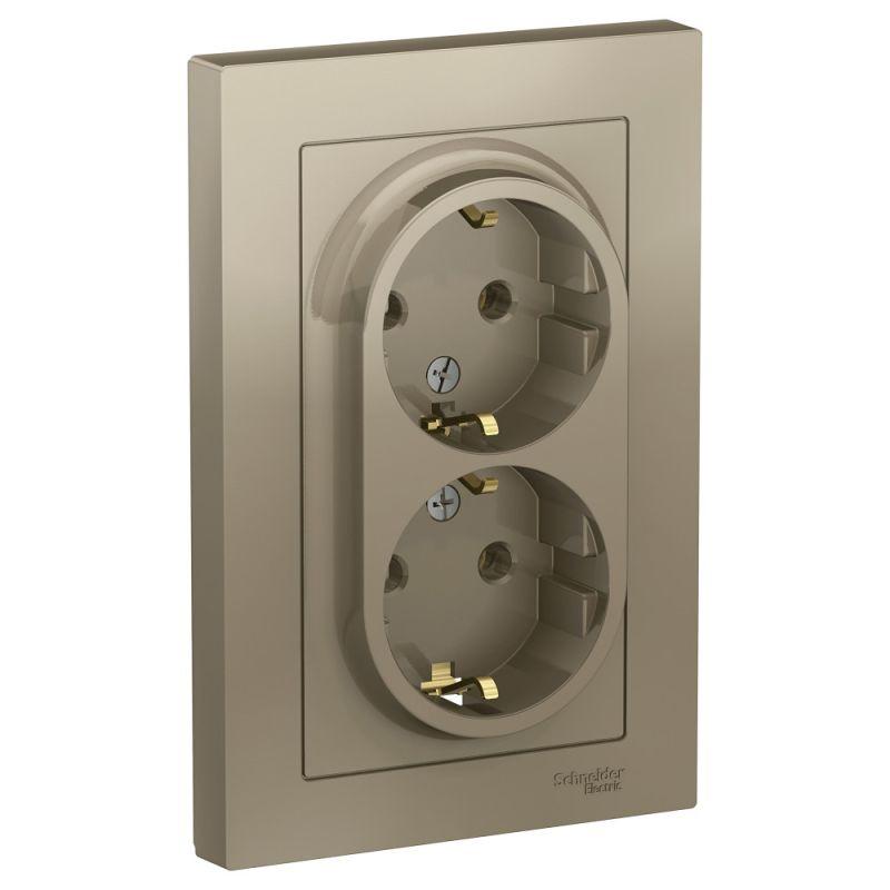 розетка 2-м сп atlasdesign 16а ip20 с заземл. в сборе шампань se atn000524 от BTSprom.by
