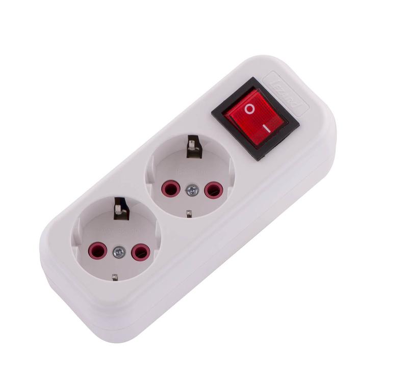 колодка удлинителя 2-м без заземл. 16а ip20 lila с выкл. lezard 720-0200-202 от BTSprom.by