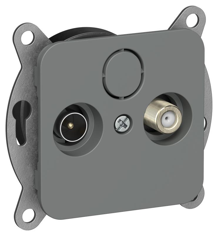 розетка проходная tv/sat 2-м сп flite ртвс-2-1-2-флма экранир. механизм мокрый асфальт iek fi-af23-p-k80 от BTSprom.by