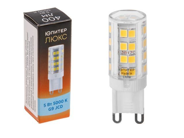 лампа светодиодная jcd 5 вт 230в g9 5000к юпитер люкс jp5101-53 от BTSprom.by