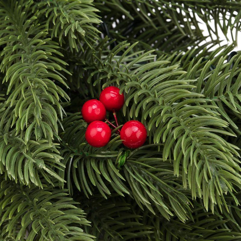  Венок еловый с ягодами и гирляндой d45см 20LED тепл. бел. 0.1Вт IP20 литой элементы питания 2хAA Neon-Night 307-150 фото в каталоге от BTSprom.by