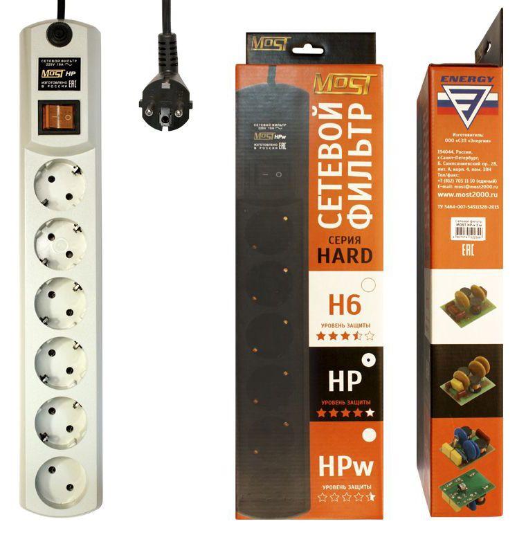 фильтр сетевой hp 2м (6 розеток) бел. (коробка) most 479618 от BTSprom.by