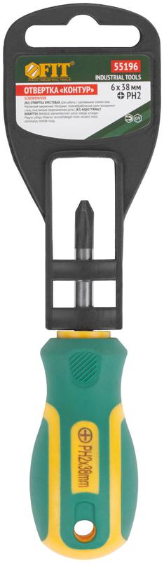  Отвертка "Контур" CrV сталь прорезиненная ручка 6х38мм РН2 FIT 55196 фото в каталоге от BTSprom.by