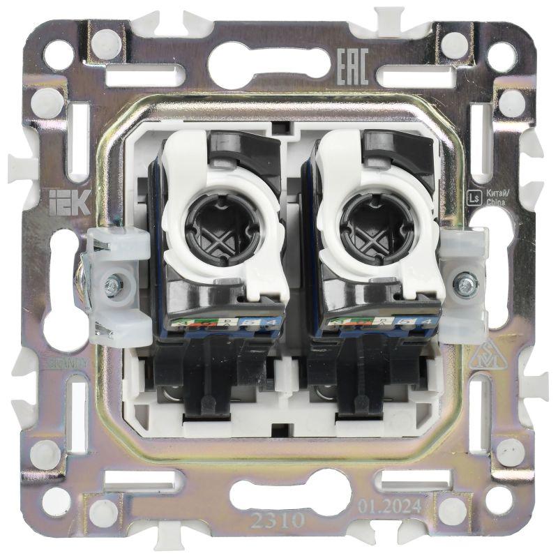  Розетка компьютерная двойн. RJ45 кат.6 SKANDY SK-K04N никель IEK SK-K20-2-K50 фото в каталоге от BTSprom.by