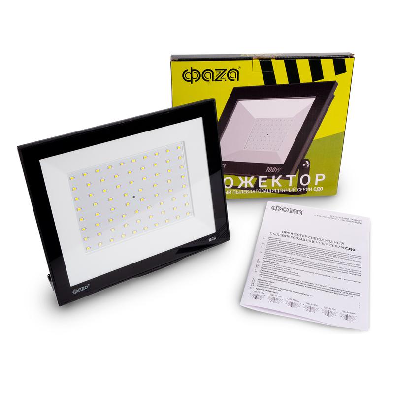  Прожектор светодиодный СДО-20 100Вт 6500К IP65 230В BL ДО прозр. закален. стекло ФАZА 5047341 фото в каталоге от BTSprom.by