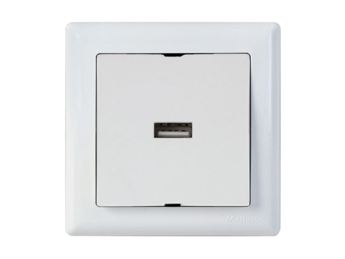 розетка 1-ая usb (скрытая, горизонт.) белая, daria, mutlusan (usb-зарядка, 5v-2.1a) 2120 448 0101 от BTSprom.by