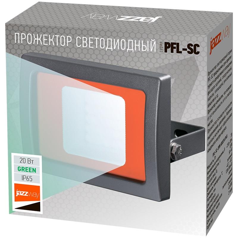  Прожектор светодиодный PFL-SC Green 20Вт IP65 190-260В ДО закален. стекло JazzWay 5010451 фото в каталоге от BTSprom.by