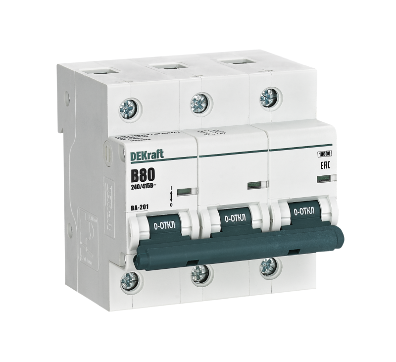 выключатель автоматический 3п b 80а 10ка ва-201 dekraft 13042dek от BTSprom.by