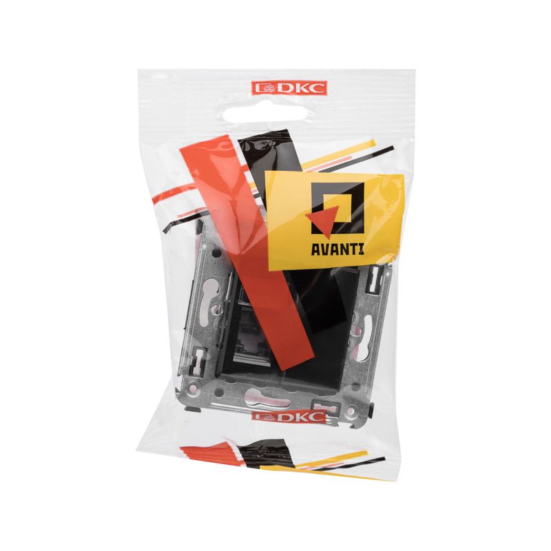  Розетка компьютерная 1-м СП Avanti "Черный квадрат" RJ45 кат.5E DKC 4402463 фото в каталоге от BTSprom.by