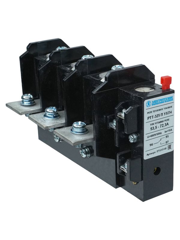 реле тепл. ртт-325 п ухл4 63а 53.5 - 72 3а 660в/50гц 1з+1р ip00 электротехник et512148 от BTSprom.by