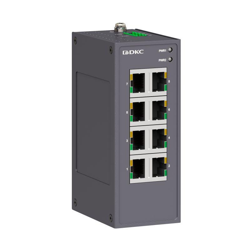 коммутатор промышленный неуправляемый 8х10/100base-t(x) портов rj45 12-48в dc/18-30в ac с резервированием dkc n1000-8t-p2 от BTSprom.by