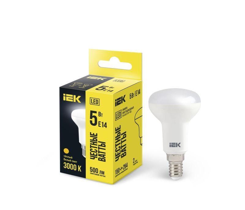 лампа светодиодная r50 5вт 3000к тепл. бел. e14 450лм 230-240в iek lle-r50-5-230-30-e14 от BTSprom.by