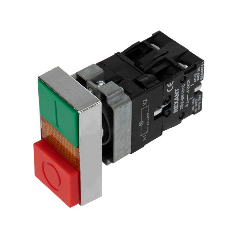 кнопка lay5 "i-o" прямоугольная 230 в no+nc rexant 36-5541 от BTSprom.by
