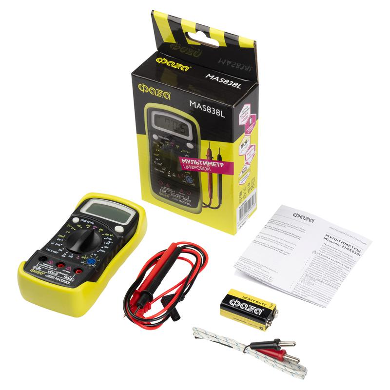  Мультиметр цифровой MAS838L ФАZА 5000513 фото в каталоге от BTSprom.by