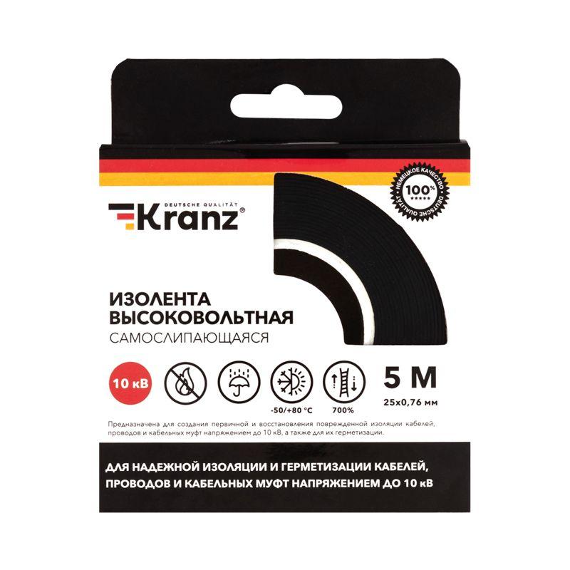  Изолента высоковольтная самослипающаяся 0.76х25мм до 10кВ (уп.5м) Kranz KR-09-2510 фото в каталоге от BTSprom.by