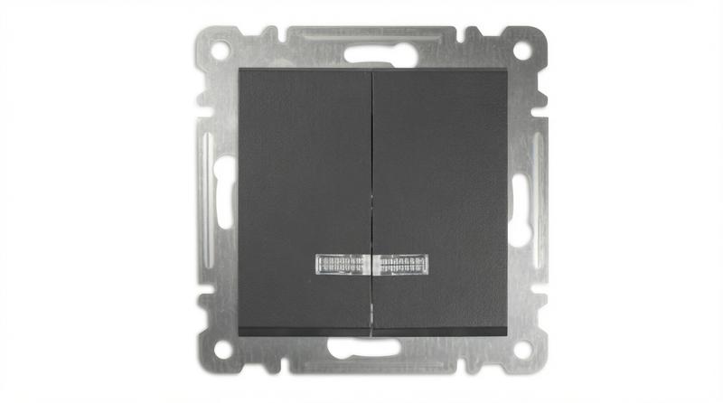 выключатель 2-кл. сп karea 10а ip20 с подсветкой механизм дым. металлик makel 57050023 от BTSprom.by