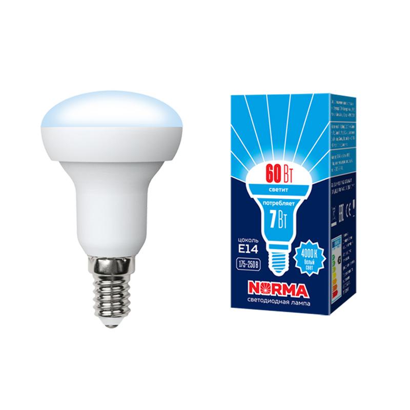 лампа светодиодная led-r50-7w/nw/e14/fr/nr norma 7вт матовая e14 (упак. картон) volpe ul-00003844 от BTSprom.by