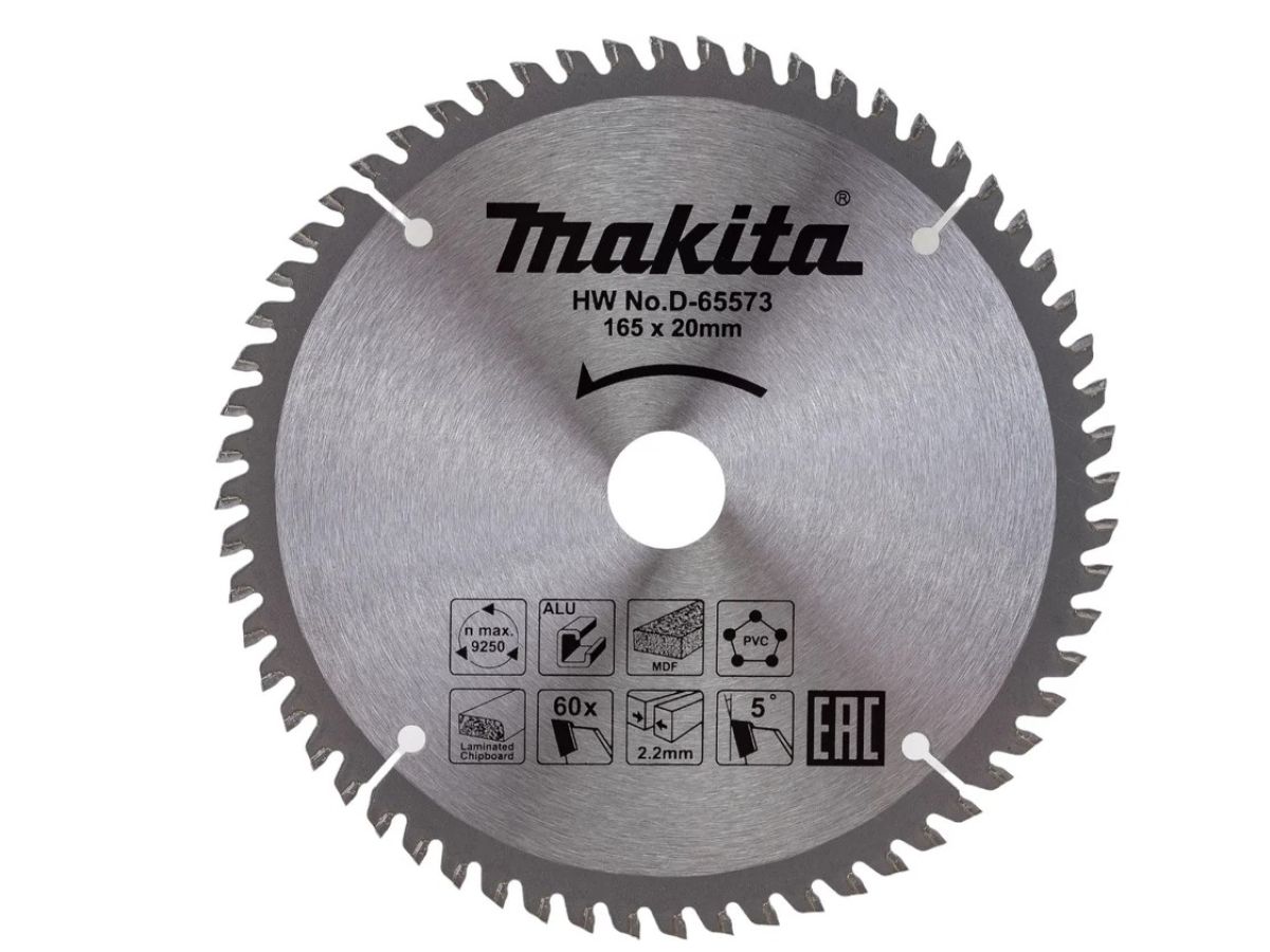 диск пильный универсальный 165x20x2.2x60t standart makita d-65573 от BTSprom.by