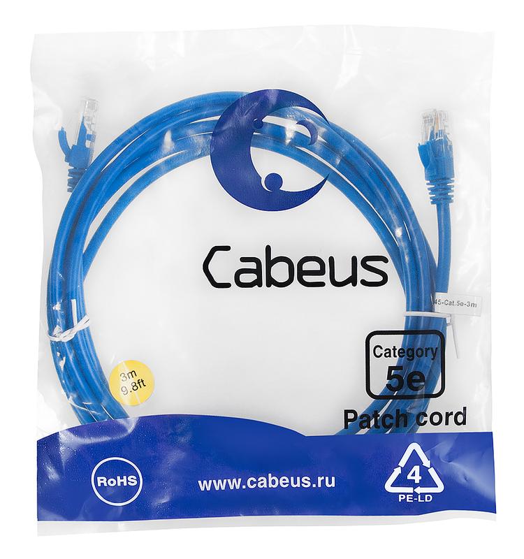 патч-корд u/utp кат.5e pc-utp-rj45-cat.5e-3m-bl-lszh 2xrj45/8p8c неэкранир. lszh 3м син. cabeus 9532c от BTSprom.by