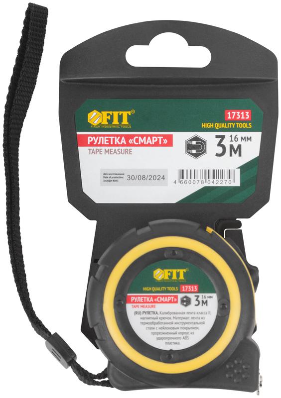  Рулетка Смарт 3мх16мм калибр. лента; нейлон. покрытие; магн. крючок; прорезиненный корпус FIT 17313 фото в каталоге от BTSprom.by