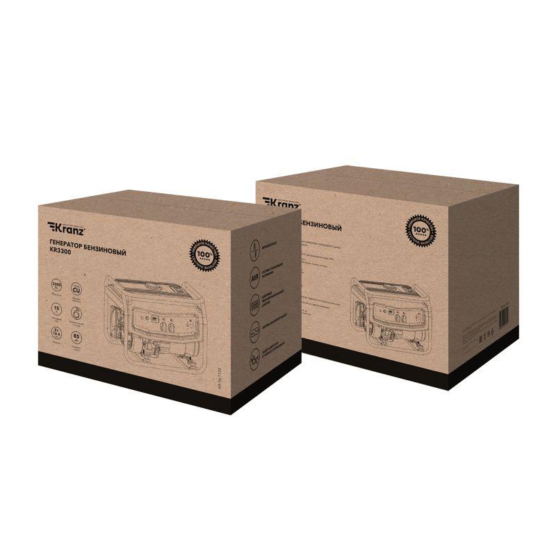  Генератор бензиновый KR3300 3.3кВт 230В 15л ручной стартер KRANZ KR-16-1133 фото в каталоге от BTSprom.by