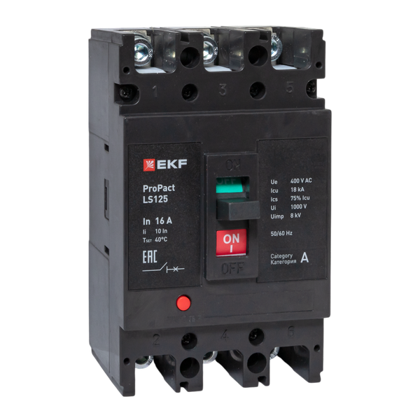 выключатель автоматический 3п 16а 18ка ls125 propact ekf mccb-125-18-3-16-ls от BTSprom.by