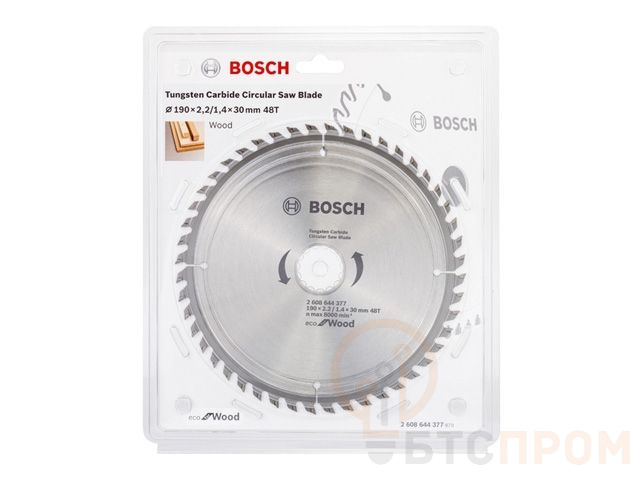 Диск пильный 190х30 мм 48 зуб. по дереву ECO WOOD BOSCH ( твердоспл. зуб) 2608644377 фото в каталоге от BTSprom.by  Диск пильный 190х30 мм 48 зуб. по дереву ECO WOOD BOSCH ( твердоспл. зуб) 2608644377 фото в каталоге от BTSprom.by