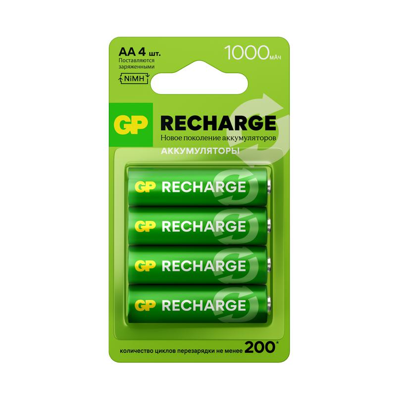 аккумулятор aa/hr6 recharge 1.2в 1000ма.ч 100aahcv-2crsbc4 32/192 (блист.4шт) gp 20251 от BTSprom.by