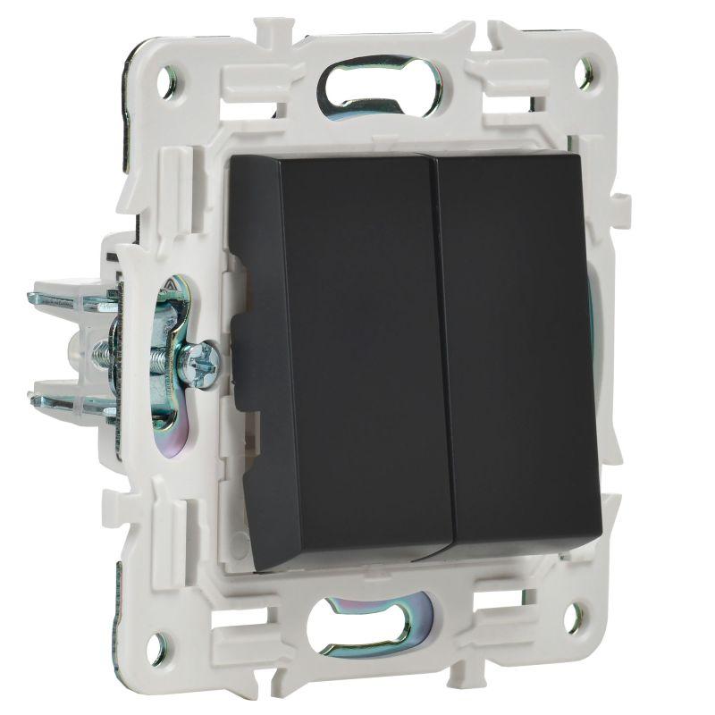  Выключатель проходной 2-кл. SKANDY 10А SK-V05Bl черн. IEK SK-V22-0-10-K02 фото в каталоге от BTSprom.by