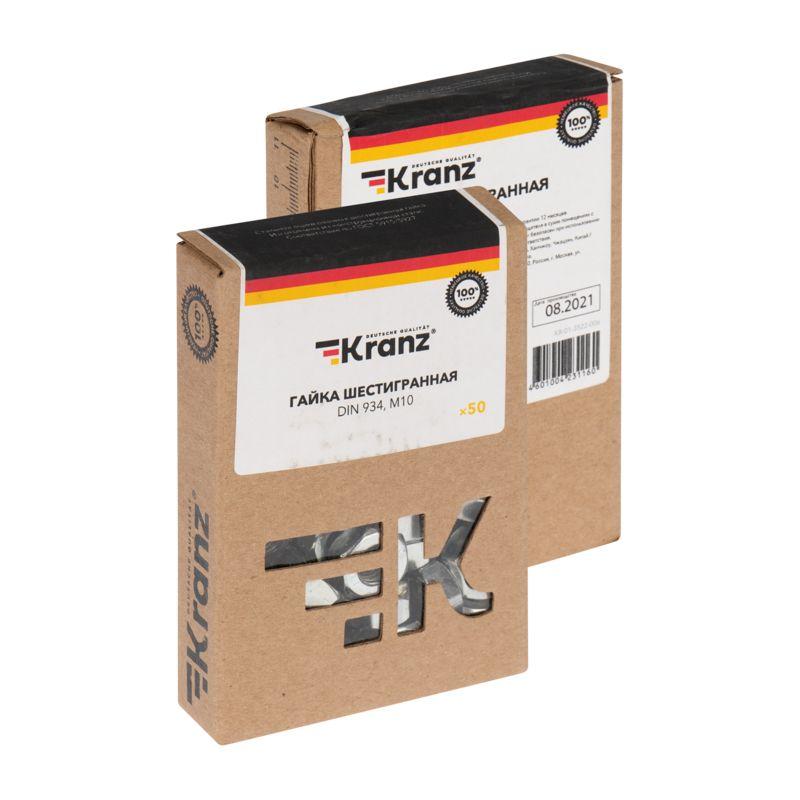  Гайка шестигранная М10 DIN 934 (уп.50шт) Kranz KR-01-3522-006 фото в каталоге от BTSprom.by