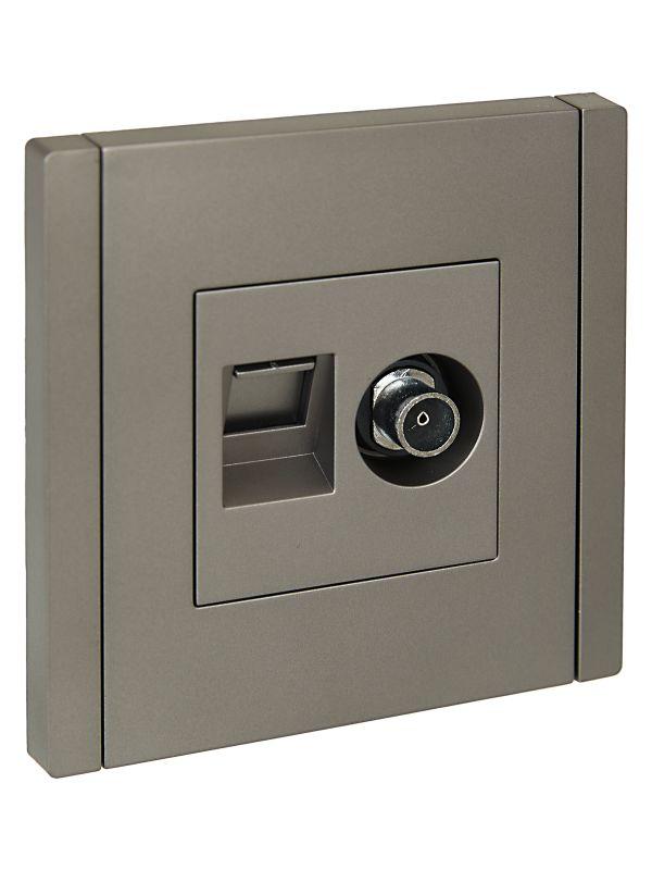 розетка 2-м tv+rj45 кат.5e forte&piano fp536 сталь iek fp-ak20-1-k46 от BTSprom.by