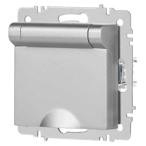  Розетка 1-м СП Accent 6-203-03 16А IP20 250В 2P+E Schuko с крышкой алюм. Intro Б0063721 фото в каталоге от BTSprom.by