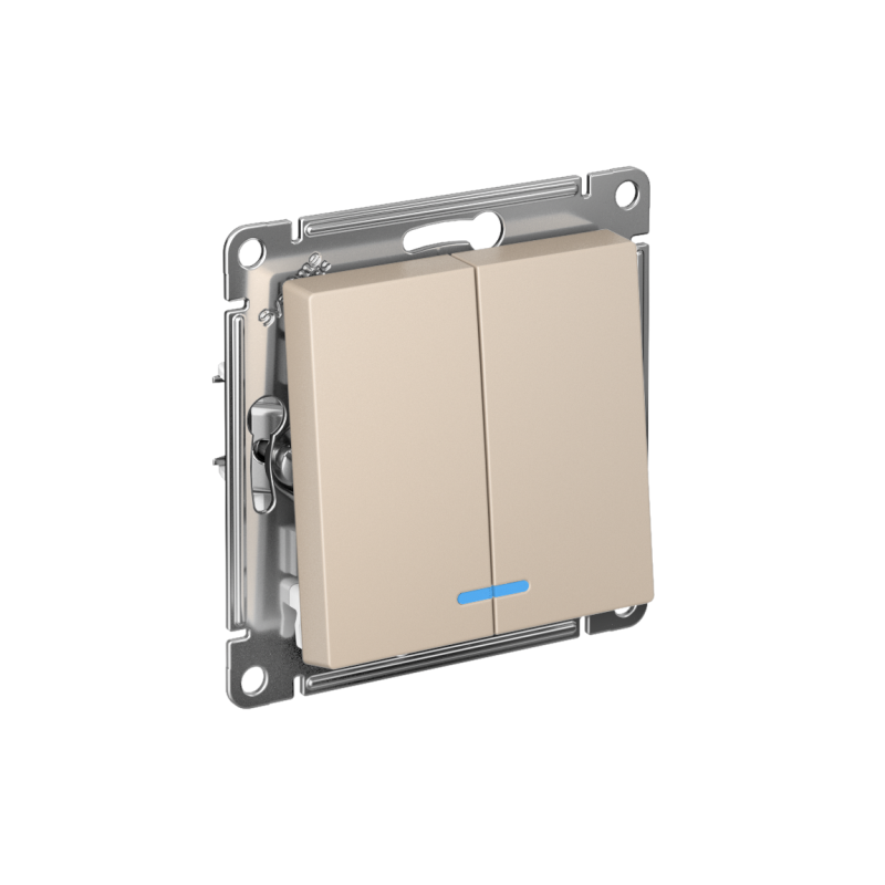 выключатель 2-кл. atlasdesign (сх. 5а) 10ax с подсветкой быстрозажим. клем. механизм песочн. se atn001253s от BTSprom.by