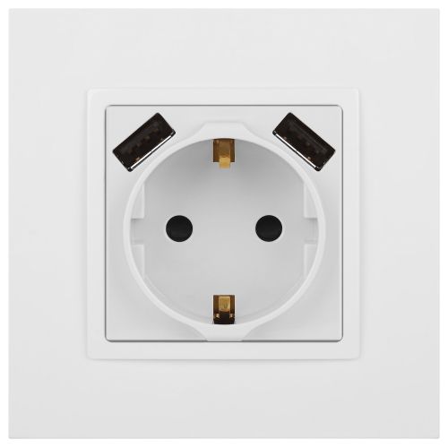  Розетка 16А 250В 2P+E с 2хUSB 5В-3А защ. шторки Elegance бел. 14-4109-01 ЭРА Б0047867 фото в каталоге от BTSprom.by
