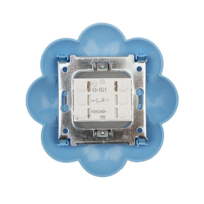  Выключатель 1-кл. СП HAPPY Цветок бел./голубой Kranz KR-78-0626 фото в каталоге от BTSprom.by