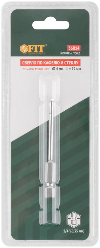  Сверло по кафелю шестигранный U-хвостовик под биту 4мм FIT 36014 фото в каталоге от BTSprom.by