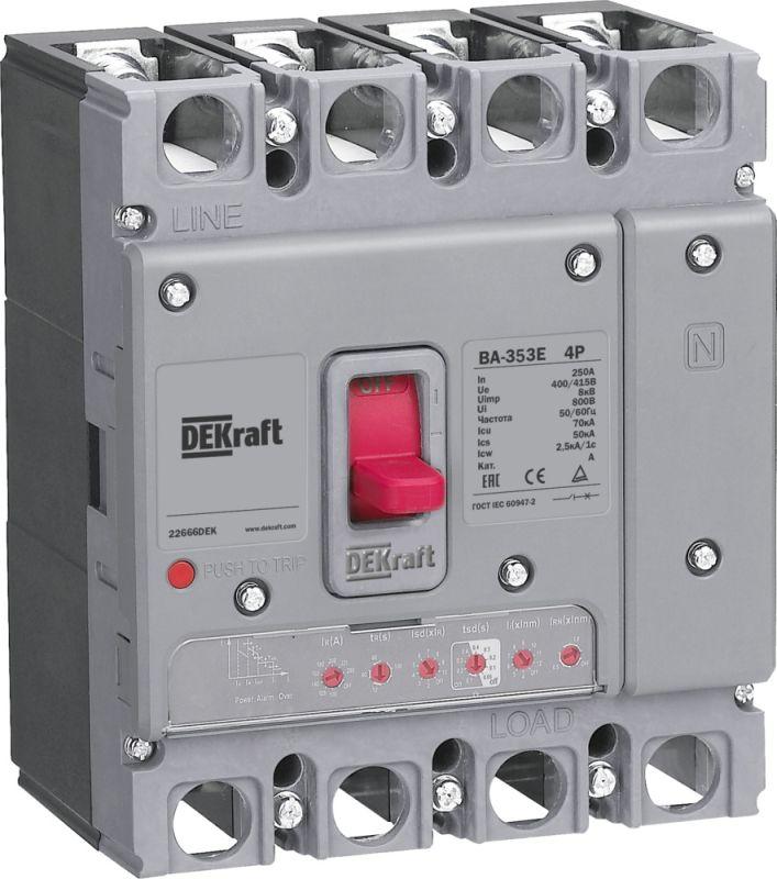 выключатель автоматический силовой 4п 250а 70ка ва-353e электрон. расцеп. dekraft 22666dek от BTSprom.by
