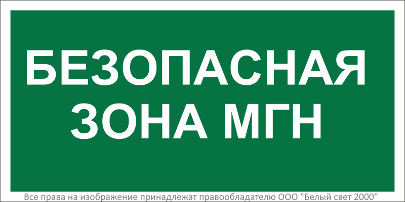 знак безопасности bl-2915b.e68"безопасная зона для мгн" белый свет a18501 от BTSprom.by