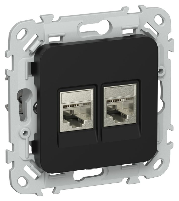 розетка 2-м сп flite ркт6/3-2-1-флч rj45/rj11 кат.6/3 stp механизм черн. iek fi-kt21-2-k02 от BTSprom.by