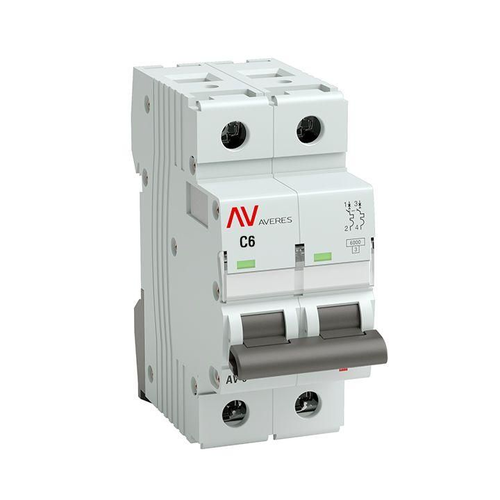выключатель автоматический модульный 2п c 6а 6ка av-6 averes ekf mcb6-2-06c-av от BTSprom.by
