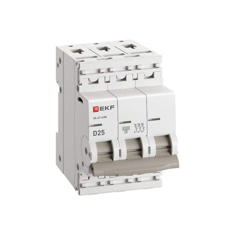 Выключатель автоматический модульный 3п D 25А 4.5кА ВА 47-63N PROxima EKF M634325D фото в каталоге от BTSprom.by  Выключатель автоматический модульный 3п D 25А 4.5кА ВА 47-63N PROxima EKF M634325D фото в каталоге от BTSprom.by