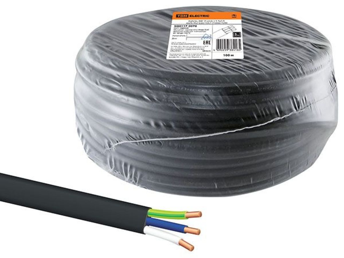 кабель ввг-пнг(a)-ls 3х2,5 (бухта 100м) ч tdm (черный,) sq0117-0076 от BTSprom.by